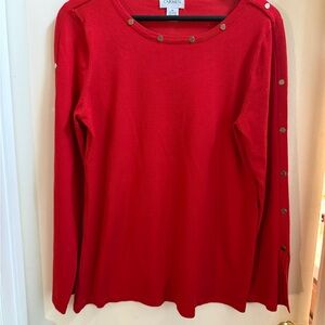 Carmen Red Button-Accent Long Sleeve Top
